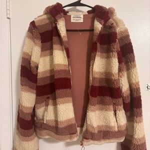 Ashley By 26 International Sherpa Jacket in Red and Cream